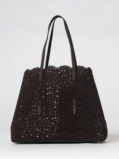 mina perforated nubuck leather shoulder bag with double handle