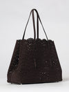 mina perforated nubuck leather shoulder bag with double handle