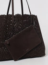 mina perforated nubuck leather shoulder bag with double handle