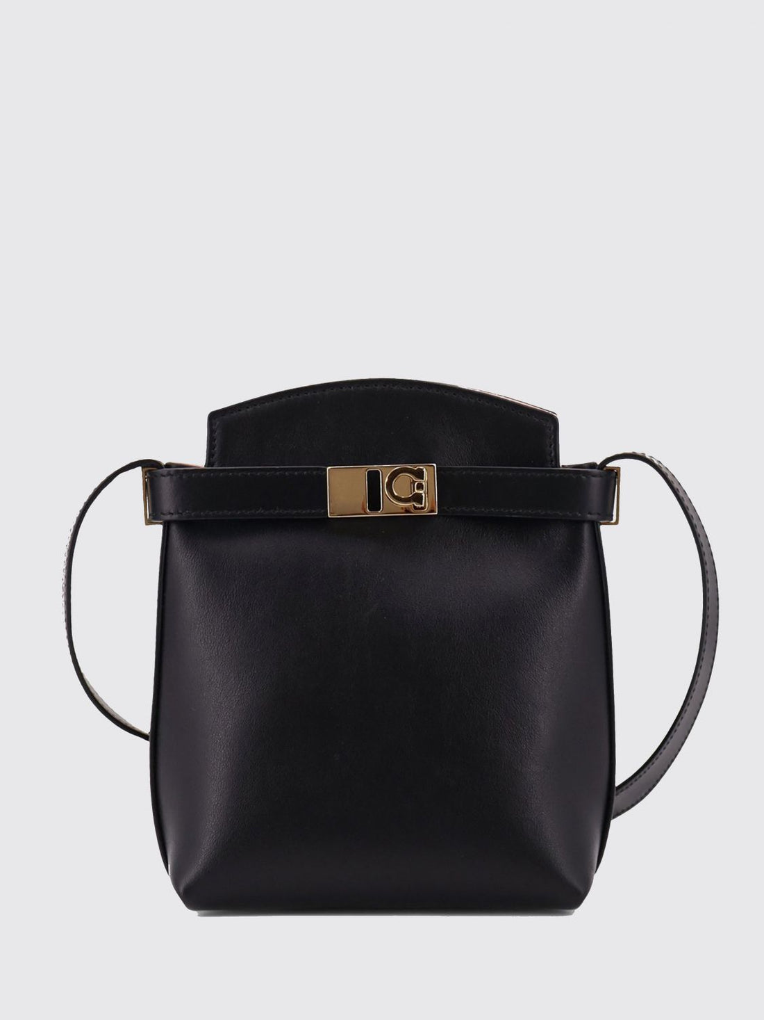 FERRAGAMO OS mini calfskin leather bucket bag with gancini logo
