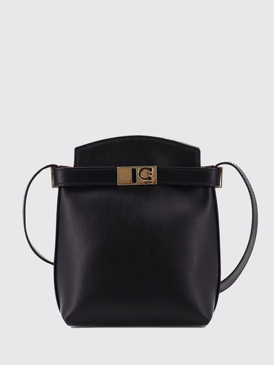 mini calfskin leather bucket bag with gancini logo