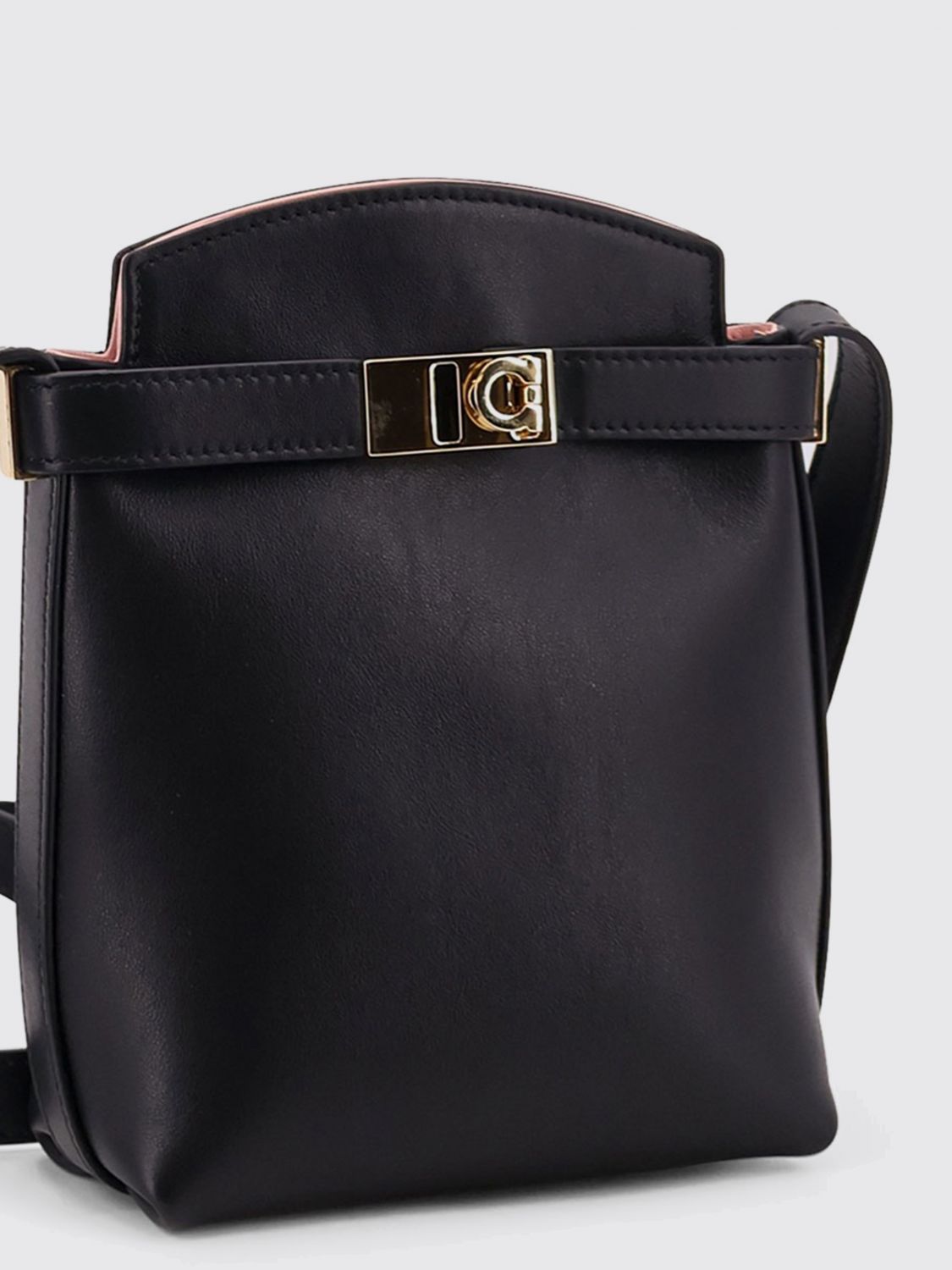 mini calfskin leather bucket bag with gancini logo