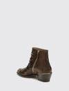 chloé susanna biker ankle boots in calfskin with studs and python embroidery