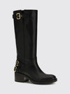 chloé dakota knee-high boots in smooth calfskin with mid heel