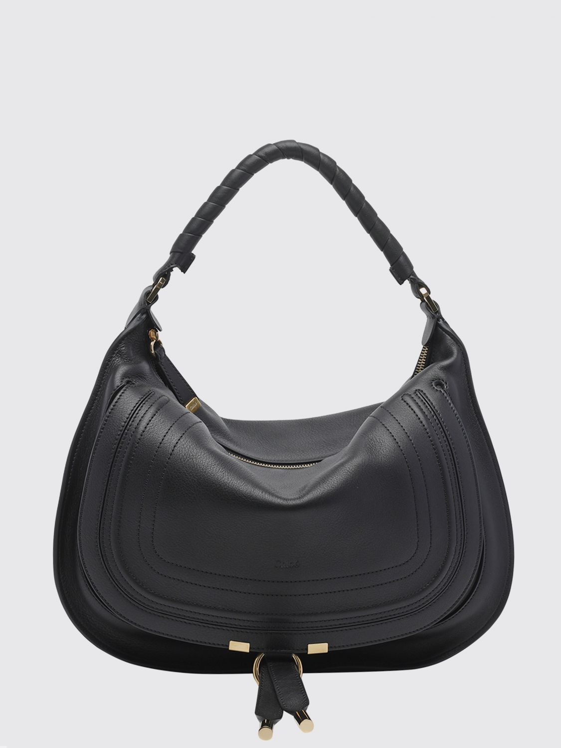 marcie shoulder bag chloé in calfskin leather with braided handle