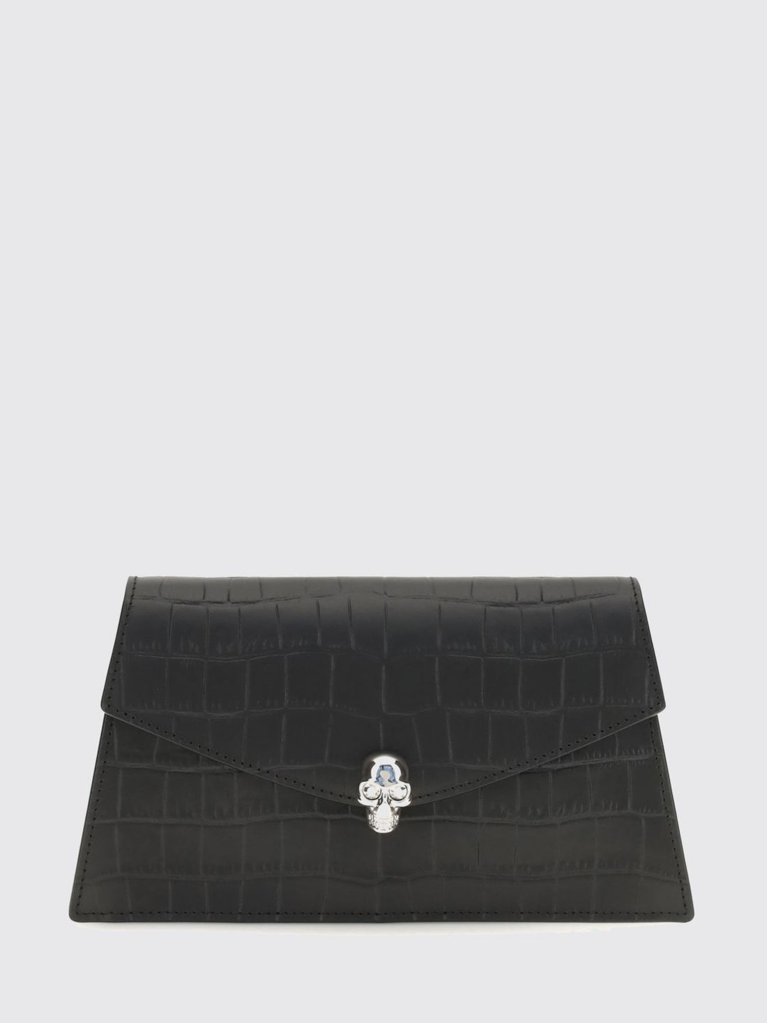 MCQUEEN OS mini bag in croc-effect calfskin leather with skull