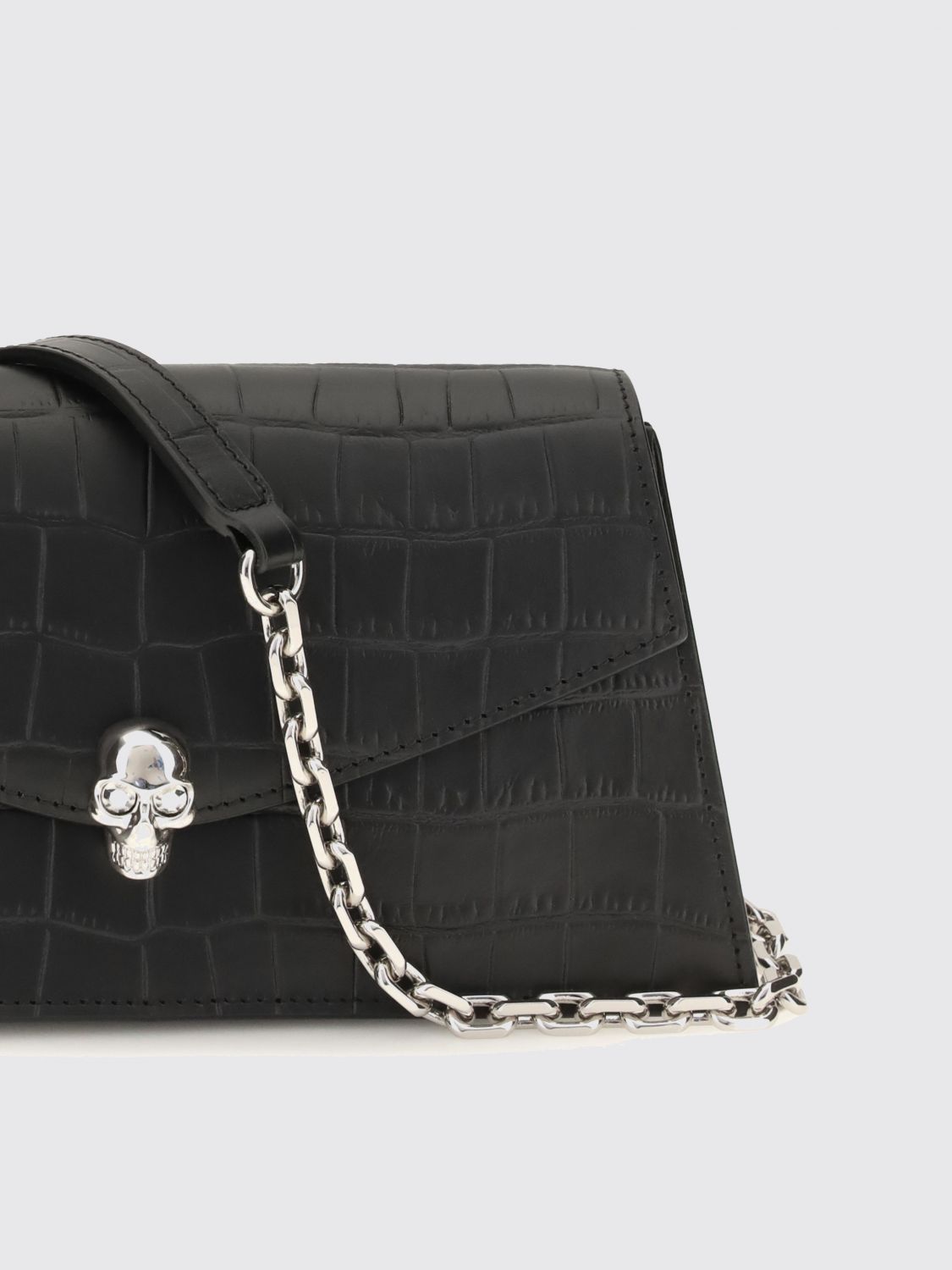 mini bag in croc-effect calfskin leather with skull