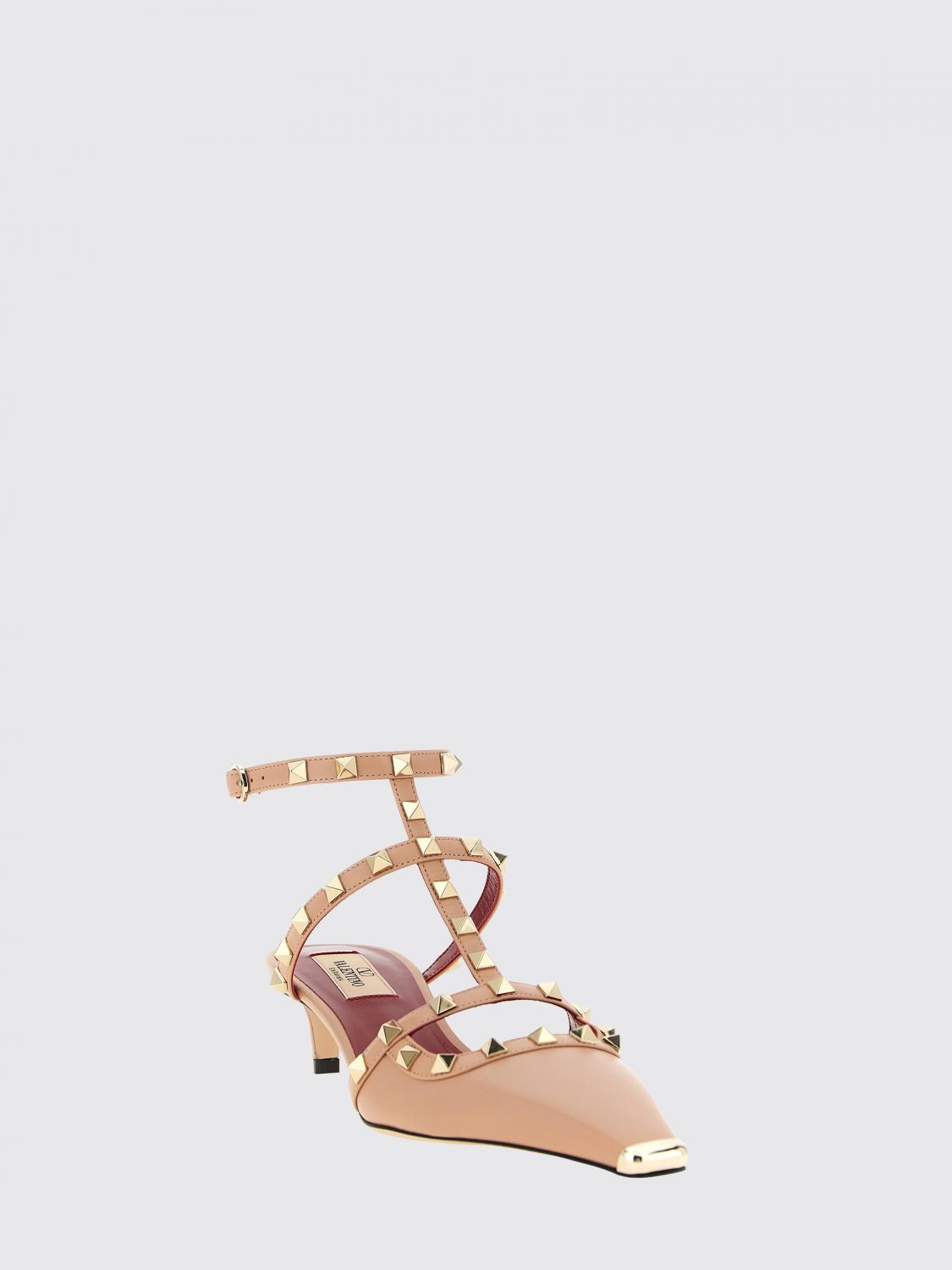 rockstud leather pumps with studs and a low heel