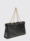 panthea leather shoulder bag with chevron embroidery