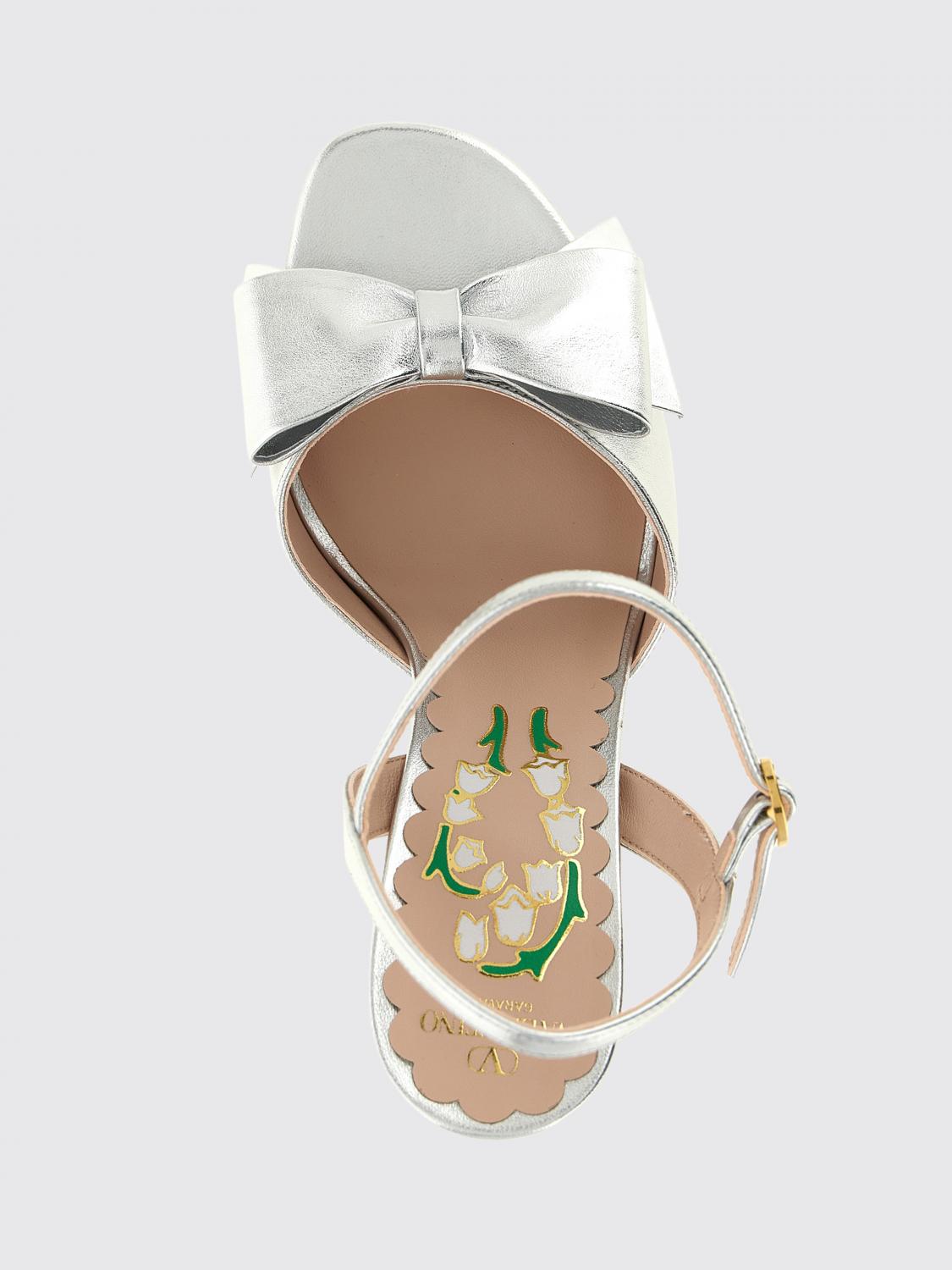 bowow laminated leather platform sandals with a bow