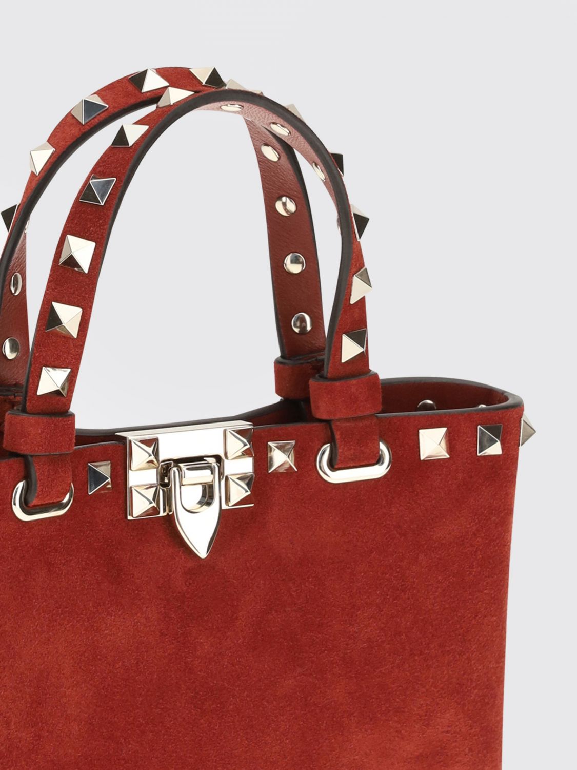 rockstud mini handbag in leather with embroidery and studs