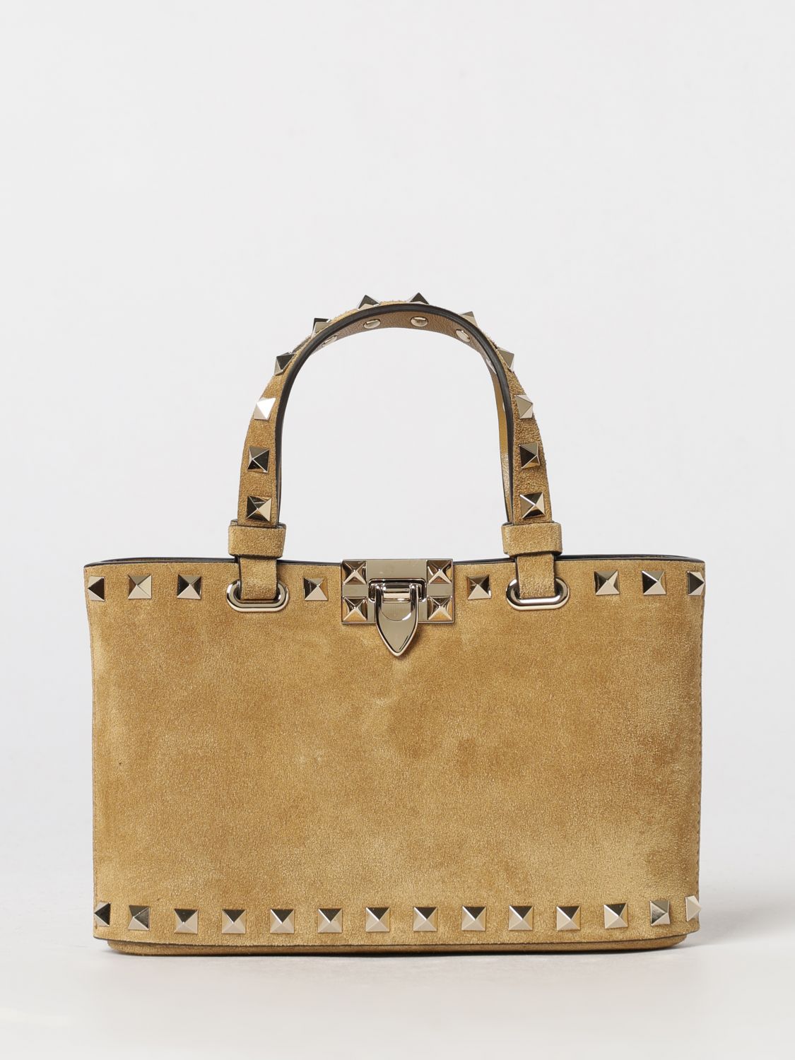 rockstud mini handbag in leather with embroidery and studs