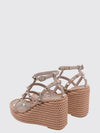 rockstud leather wedge sandals with studs