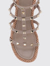 rockstud leather wedge sandals with studs