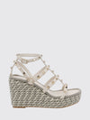 rockstud studded leather wedge sandals