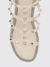 rockstud studded leather wedge sandals