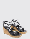 ayla square-toe leather wedge sandals