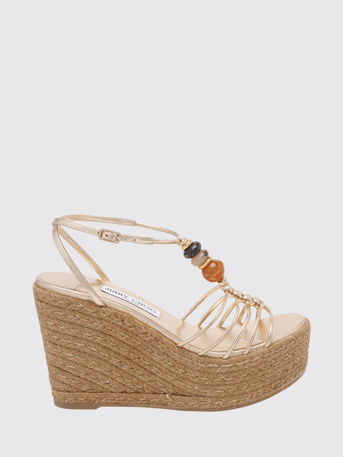 lemi beaded laminated leather wedge sandals