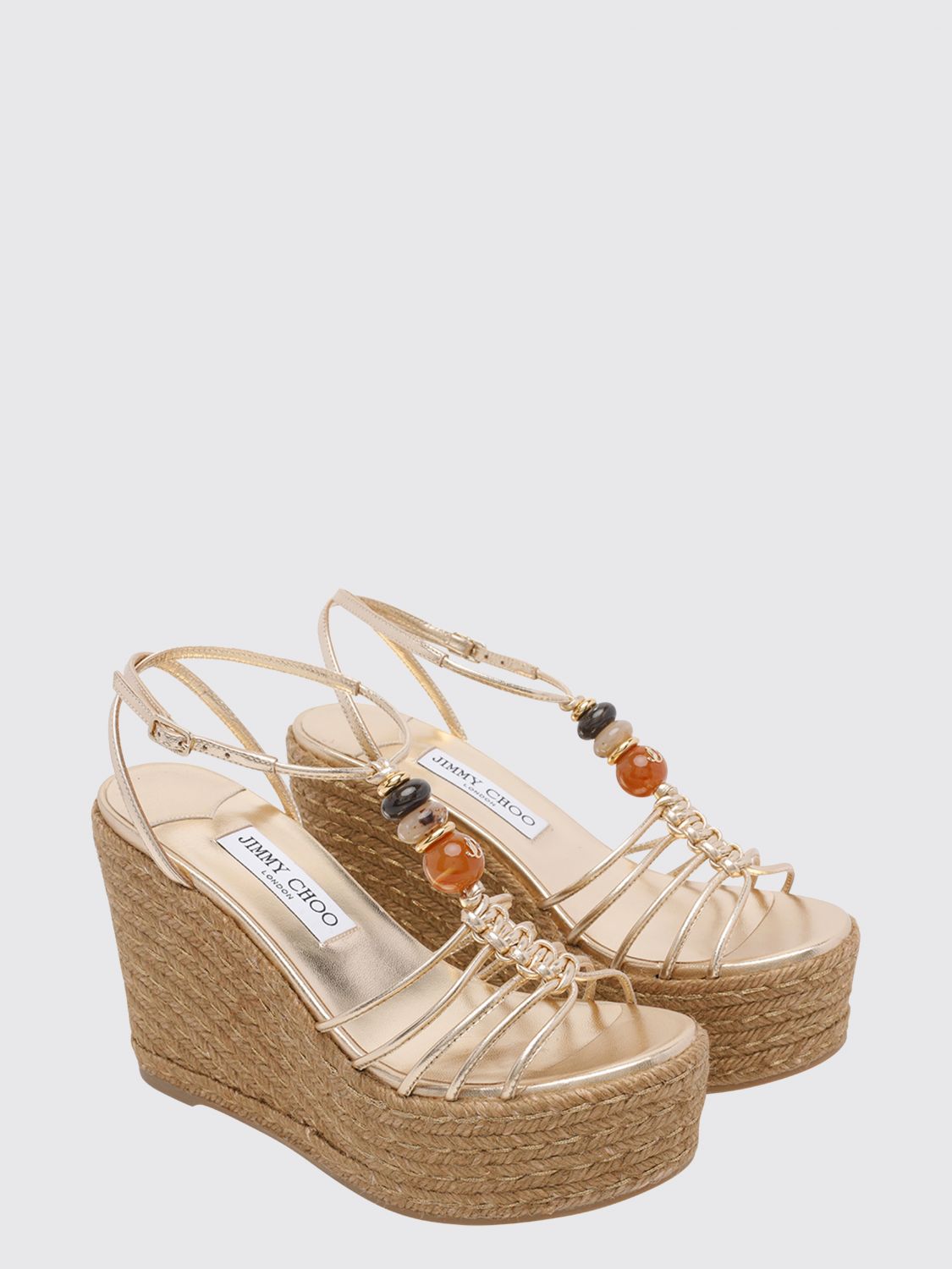 lemi beaded laminated leather wedge sandals
