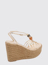lemi beaded laminated leather wedge sandals