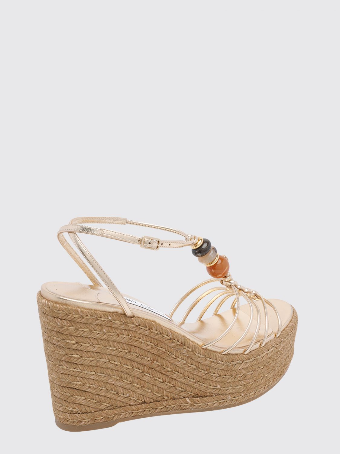lemi beaded laminated leather wedge sandals