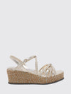 nyra laminated woven leather wedge sandals