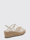 nyra laminated woven leather wedge sandals