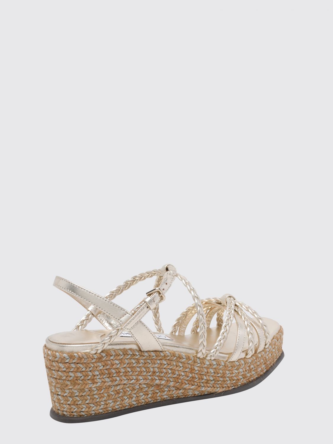nyra laminated woven leather wedge sandals