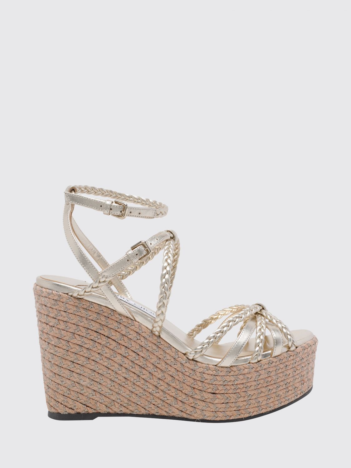 nyra laminated woven leather wedge sandals