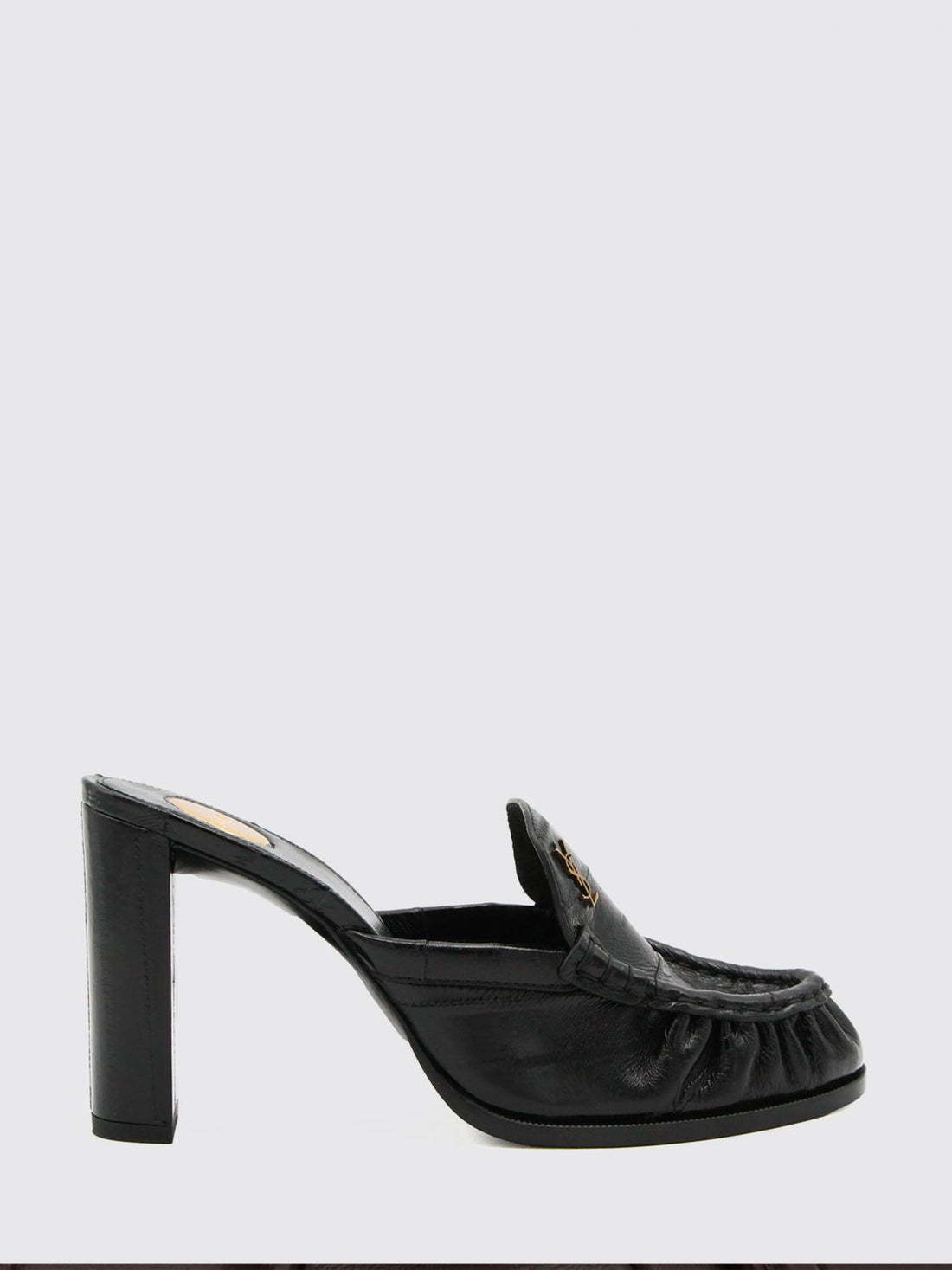 SAINT LAURENT 36 le loafer high-heeled mules in eel leather with ysl monogram
