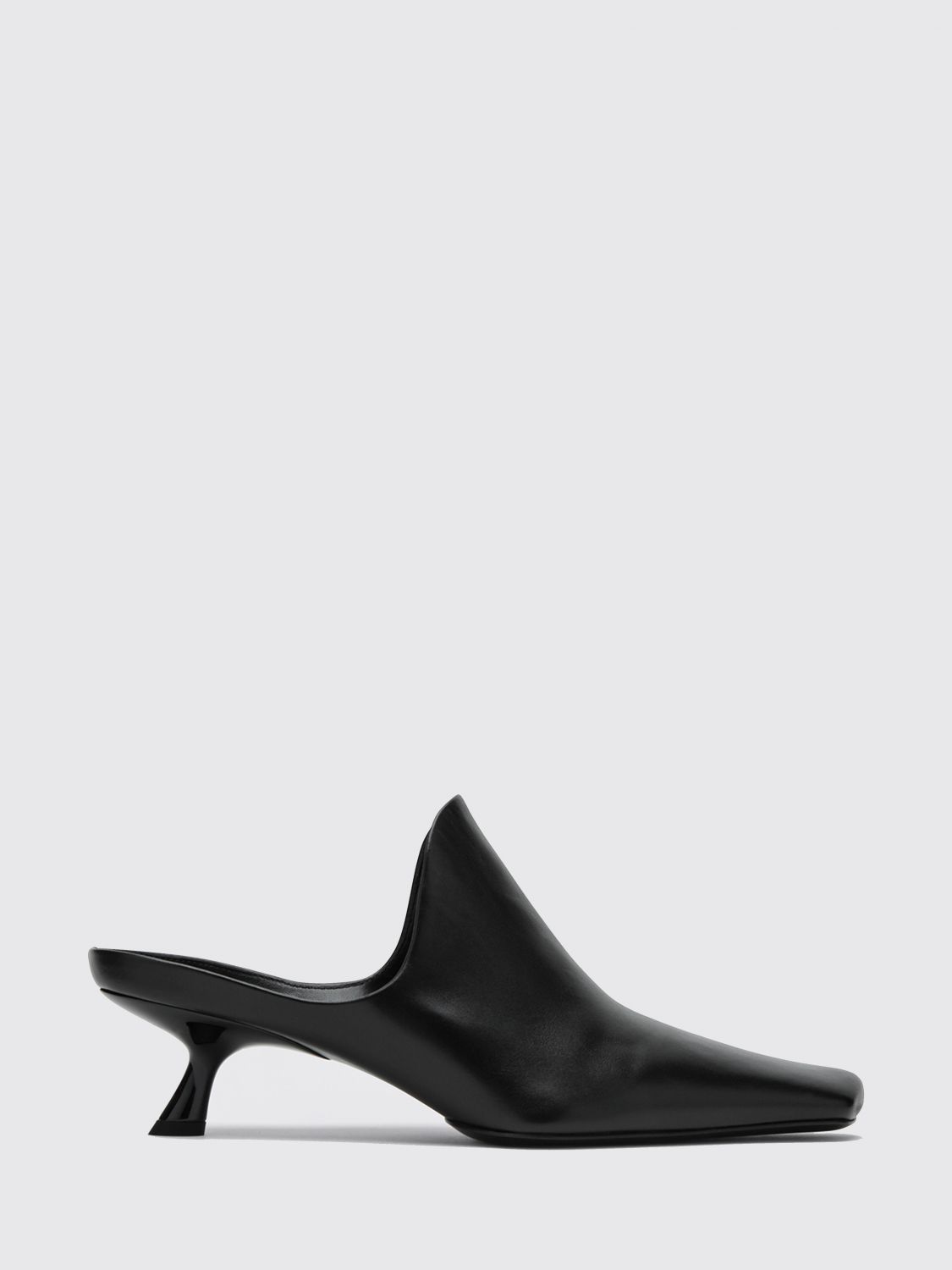 emily calfskin mules with square toe and flared heel