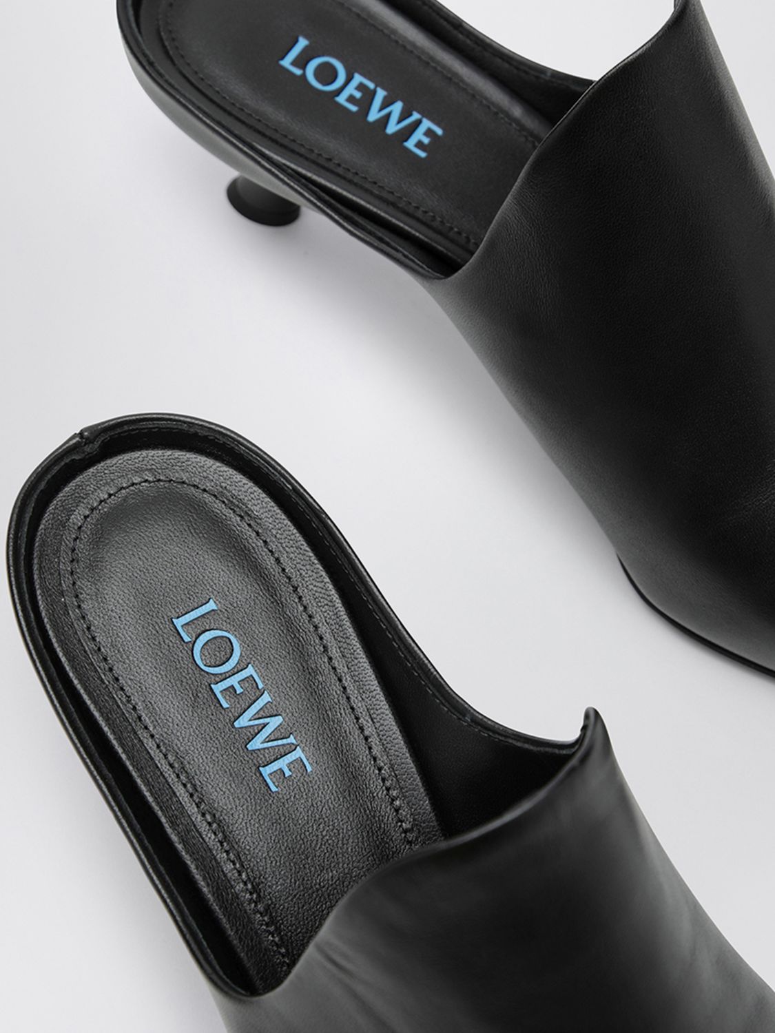 emily calfskin mules with square toe and flared heel