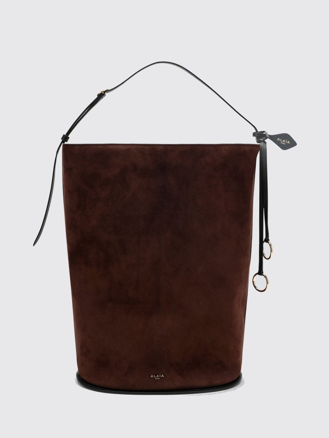 ALAÏA OS hip suede bucket bag with charm