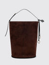hip suede bucket bag with charm
