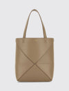puzzle fold small calfskin leather tote bag with double handle