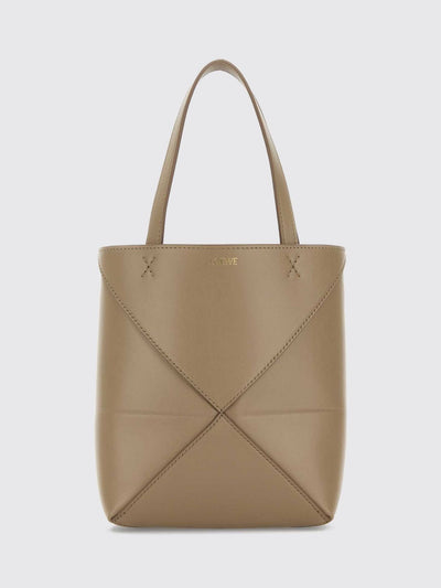 puzzle fold small calfskin leather tote bag with double handle