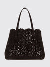mina perforated suede shoulder bag with removable pouch