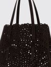 mina perforated suede shoulder bag with removable pouch