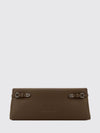 clutch in grained leather with snap closure