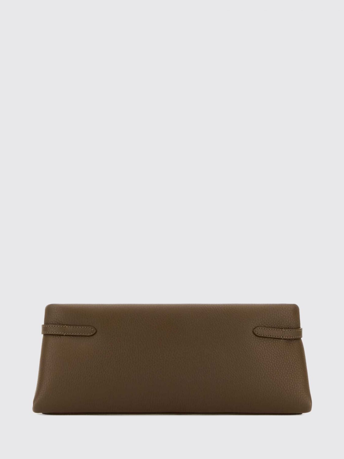 clutch in grained leather with snap closure