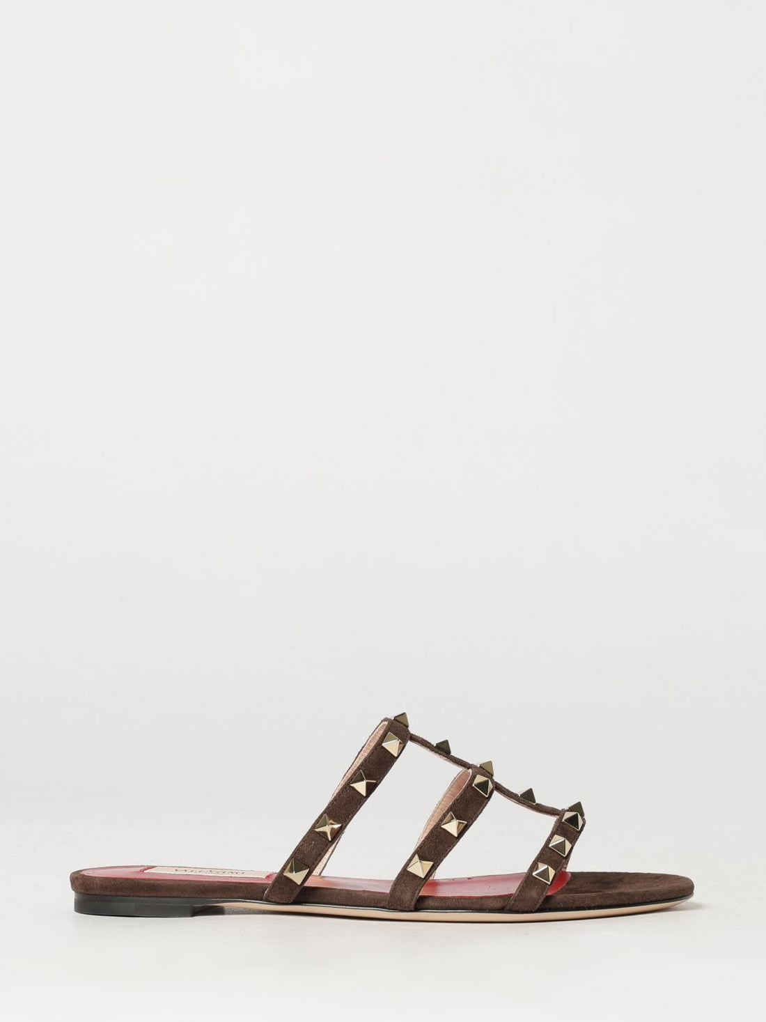 VALENTINO GARAVANI 36 rockstud suede calfskin flat sandals with studs