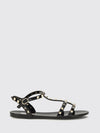 rockstud low-heeled rubber t-strap sandals