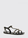 rockstud low-heeled rubber t-strap sandals