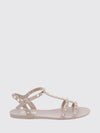rockstud low-heeled rubber t-strap sandals