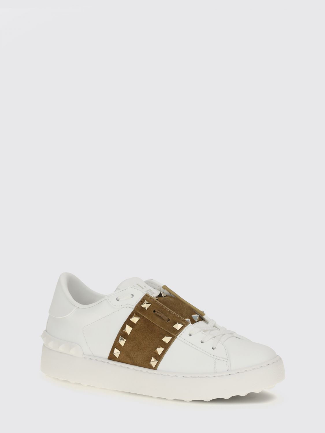 rockstud untitled leather and suede sneakers with iconic studs