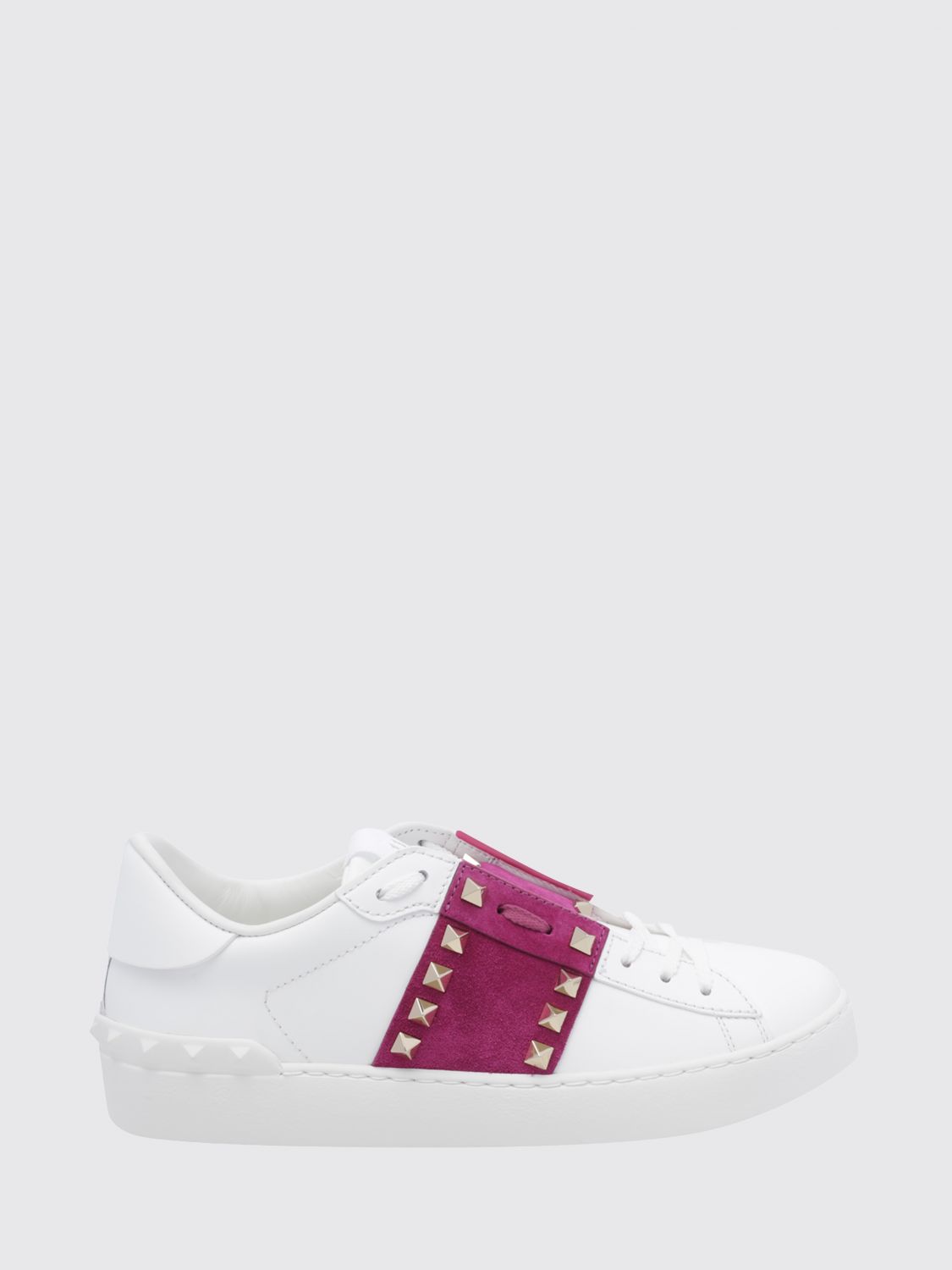 rockstud untitled leather and suede sneakers with iconic studs