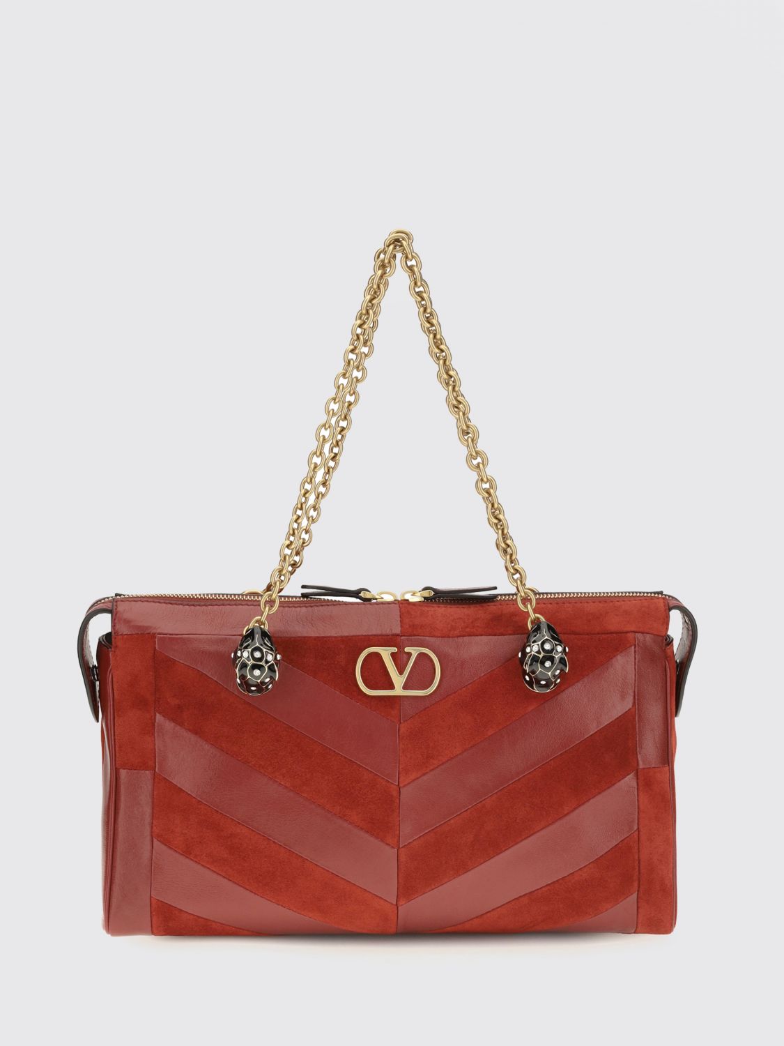 panthea suede shoulder bag with vlogo monogram