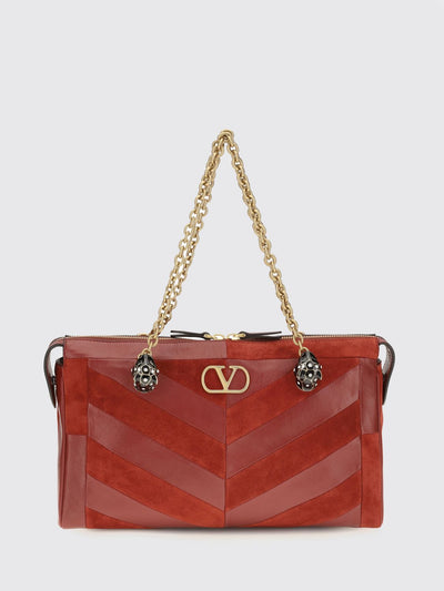 panthea suede shoulder bag with vlogo monogram
