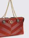 panthea suede shoulder bag with vlogo monogram