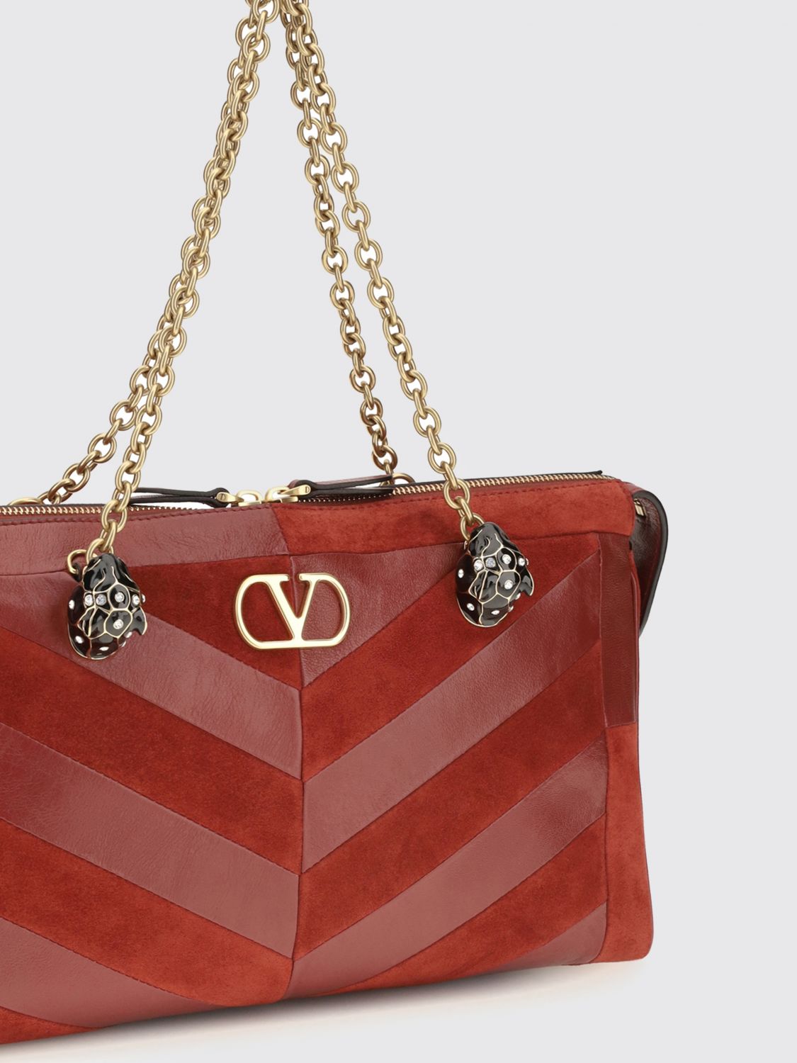 panthea suede shoulder bag with vlogo monogram